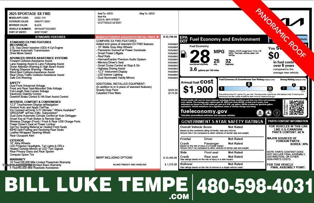 used 2025 Kia Sportage car, priced at $31,488