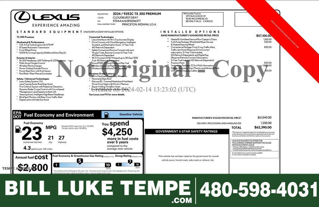 used 2024 Lexus TX 350 car, priced at $59,973