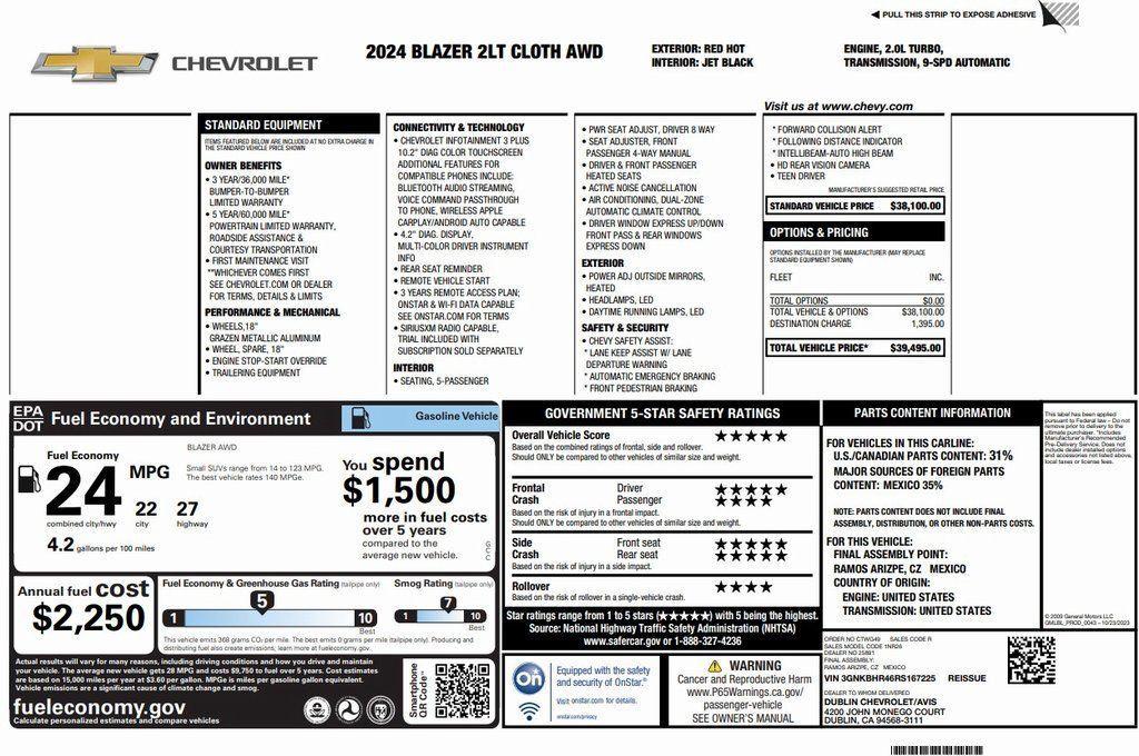 used 2024 Chevrolet Blazer car, priced at $23,373