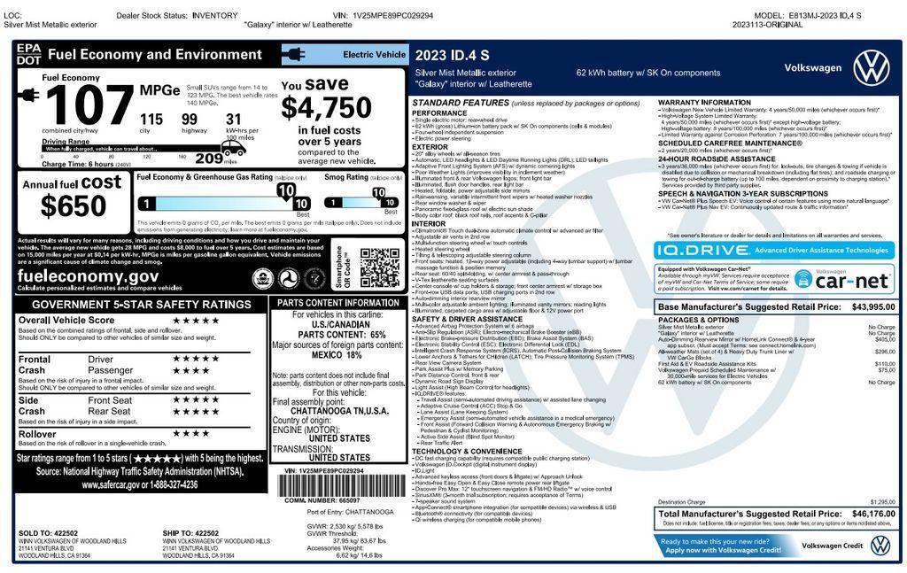 used 2023 Volkswagen ID.4 car, priced at $20,975
