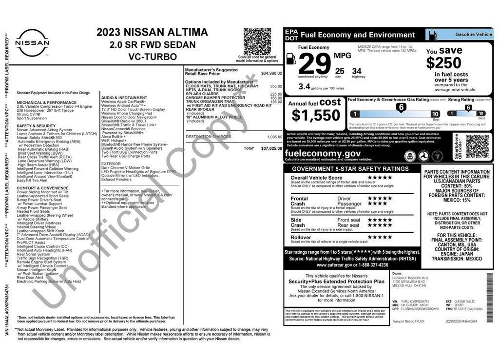 used 2023 Nissan Altima car, priced at $26,973