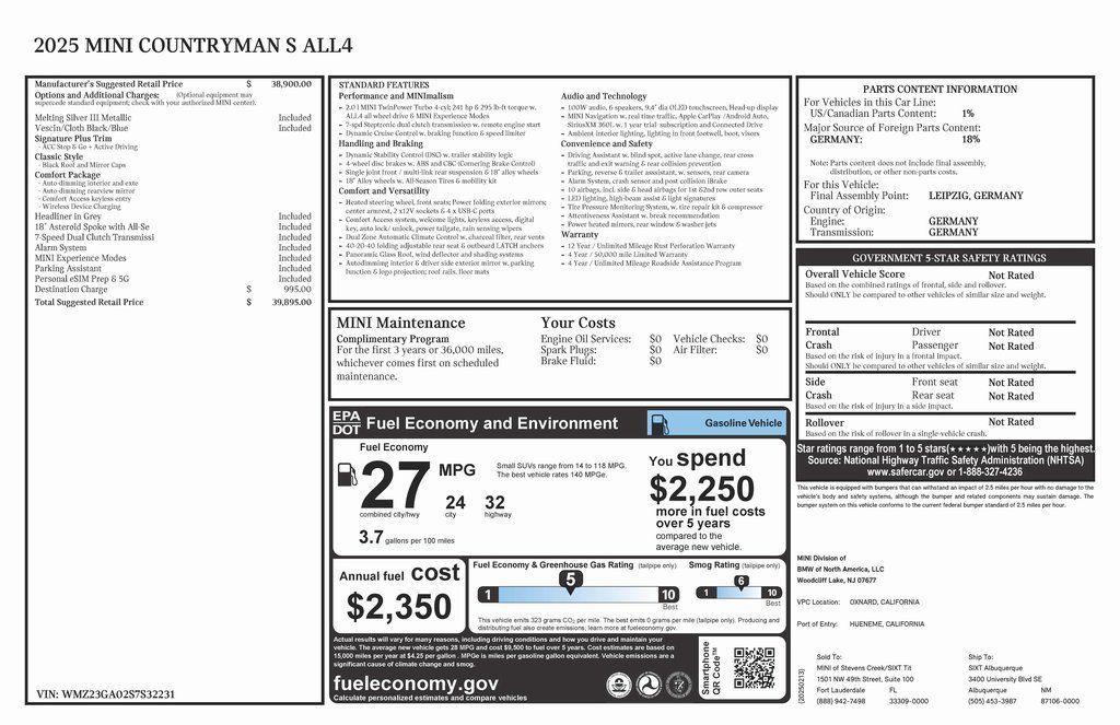 used 2025 MINI Countryman car, priced at $31,673