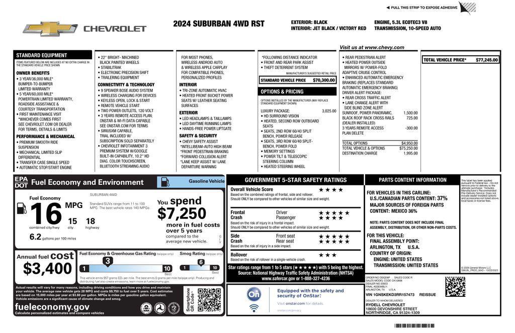 used 2024 Chevrolet Suburban car, priced at $68,973