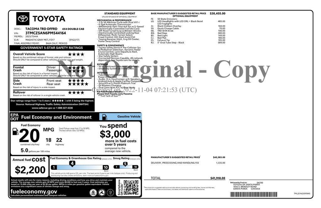 used 2023 Toyota Tacoma car, priced at $38,973