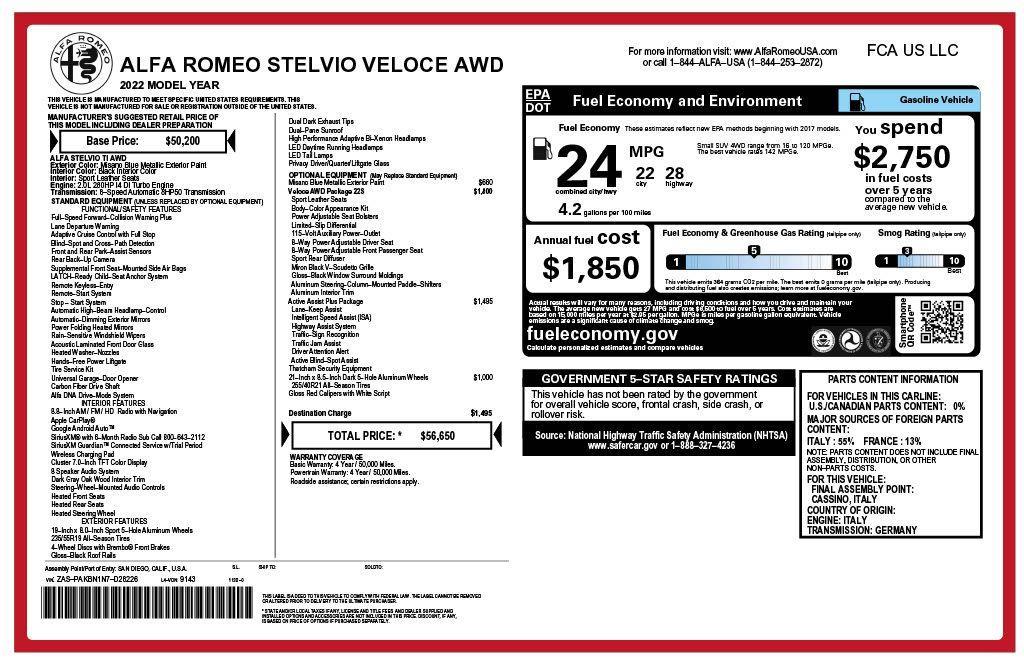 used 2022 Alfa Romeo Stelvio car, priced at $30,573