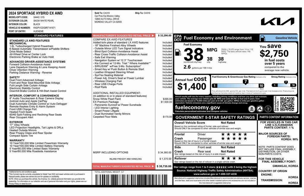 used 2024 Kia Sportage Hybrid car, priced at $29,675