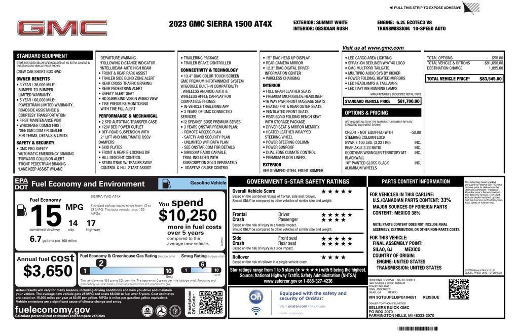 used 2023 GMC Sierra 1500 car, priced at $60,573