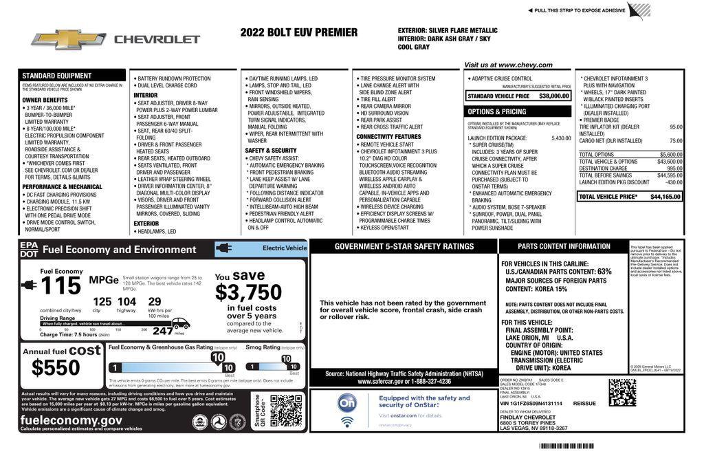 used 2022 Chevrolet Bolt EUV car, priced at $20,773