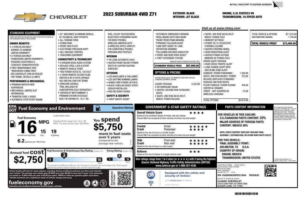 used 2023 Chevrolet Suburban car, priced at $55,173