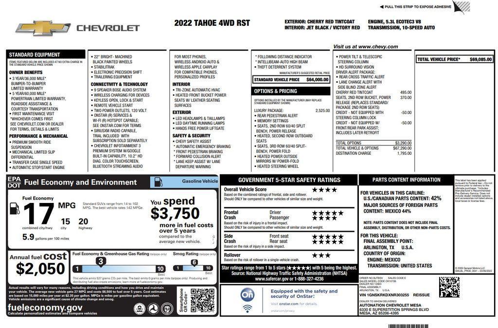 used 2022 Chevrolet Tahoe car, priced at $65,573