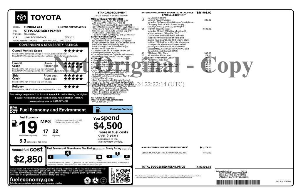 used 2024 Toyota Tundra car, priced at $51,973