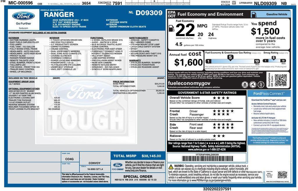 used 2022 Ford Ranger car, priced at $32,173