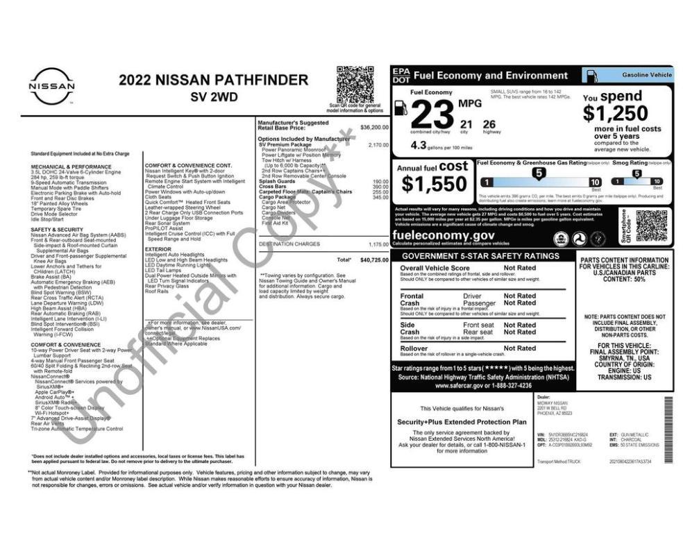used 2022 Nissan Pathfinder car, priced at $27,736