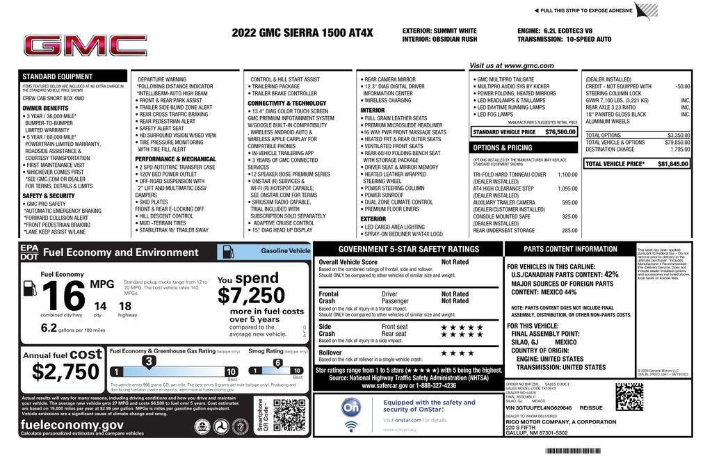 used 2022 GMC Sierra 1500 car, priced at $52,973