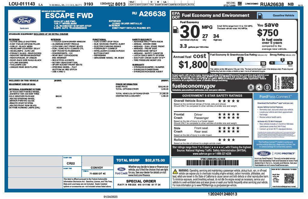 used 2024 Ford Escape car, priced at $23,273