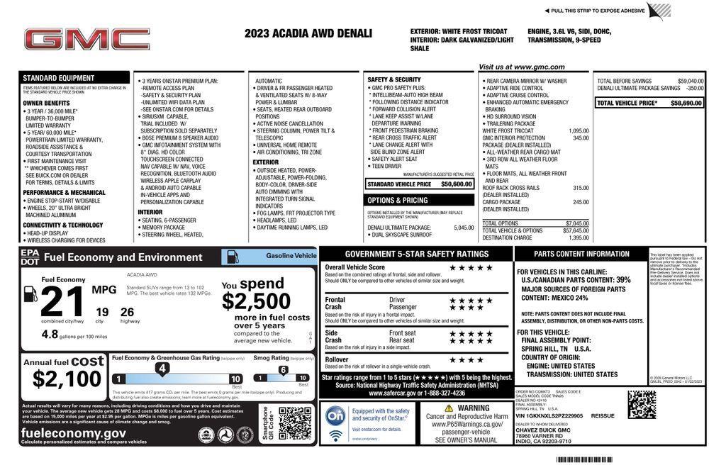 used 2023 GMC Acadia car, priced at $36,373