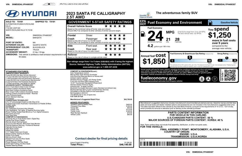 used 2023 Hyundai Santa Fe car, priced at $27,175