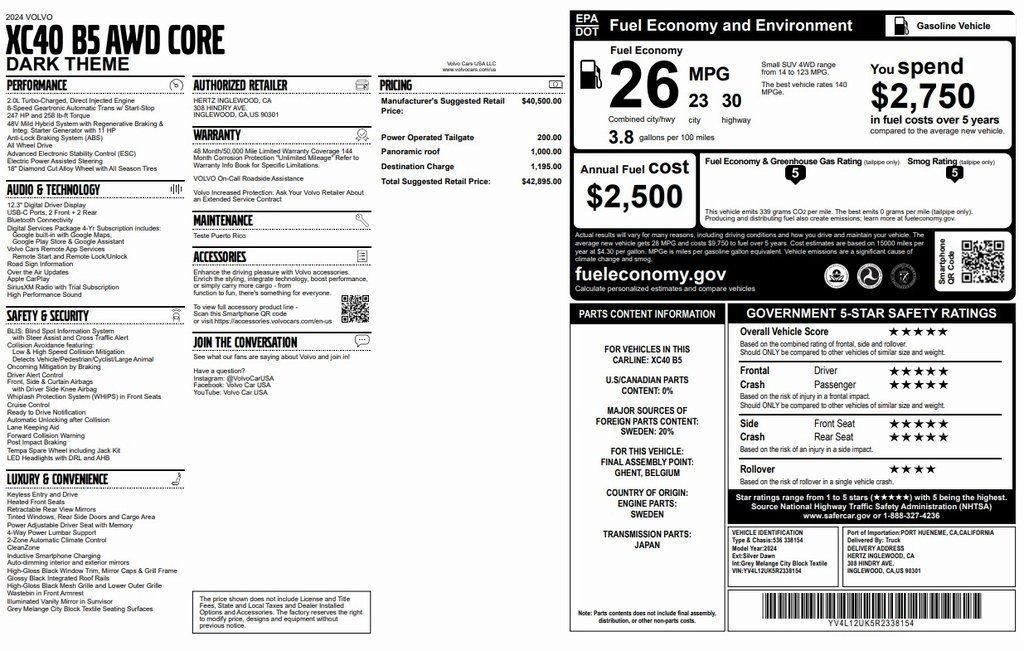 used 2024 Volvo XC40 car, priced at $26,773