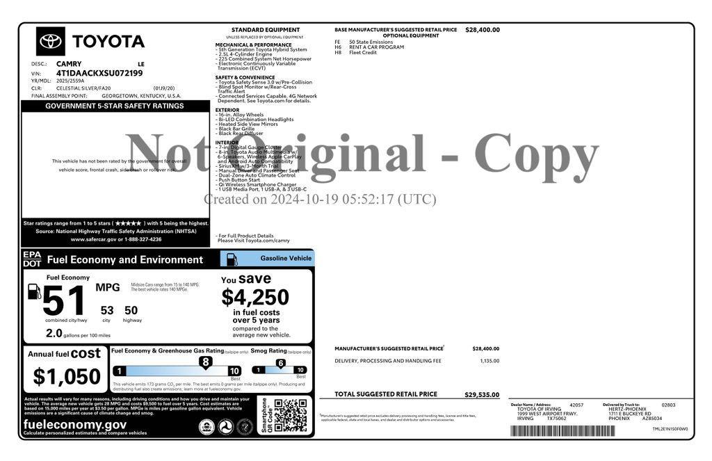 used 2025 Toyota Camry car, priced at $24,273