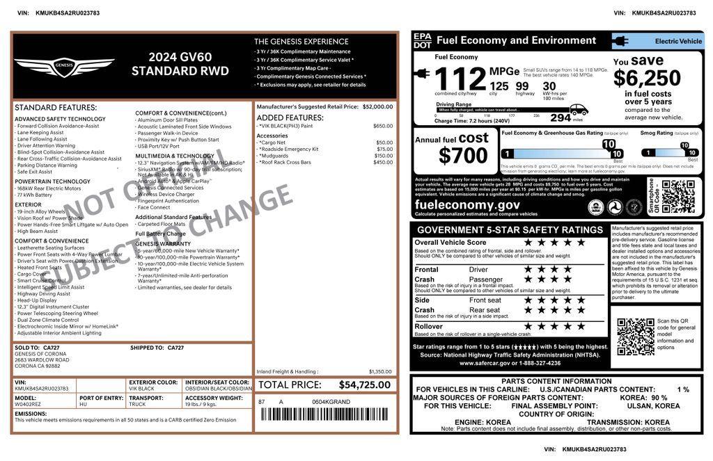 used 2024 Genesis GV60 car, priced at $30,973