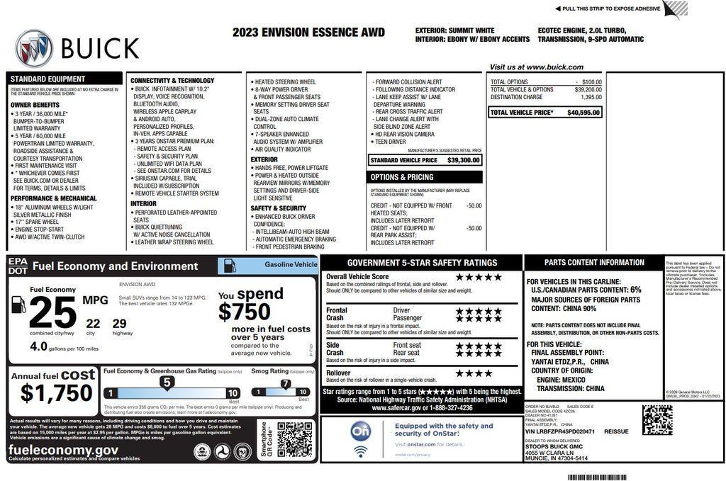 used 2023 Buick Envision car, priced at $23,273