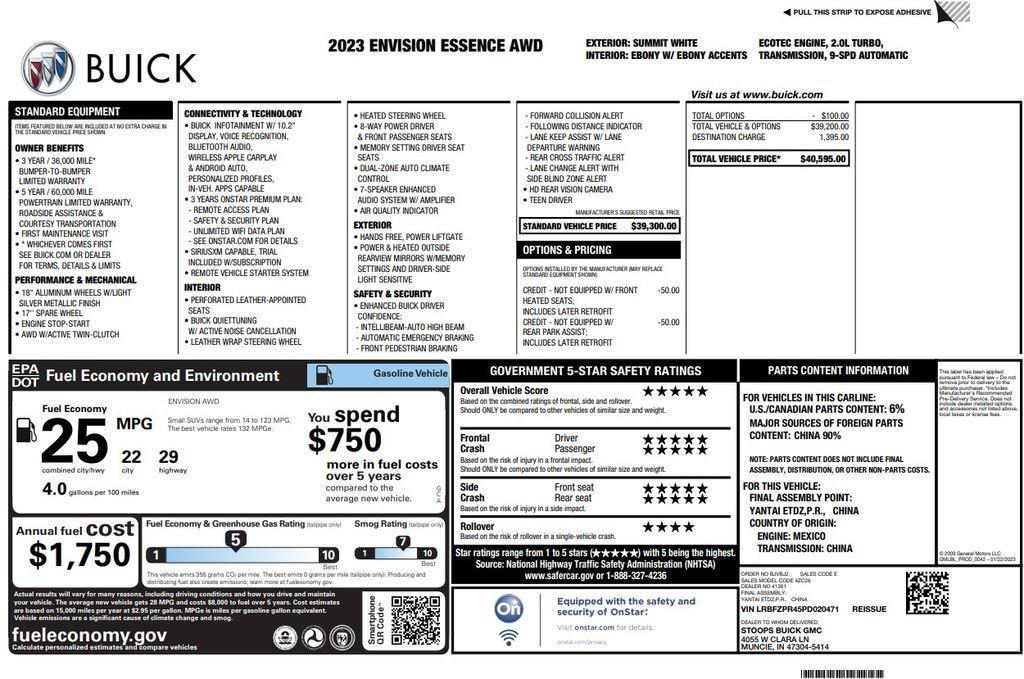 used 2023 Buick Envision car, priced at $25,873