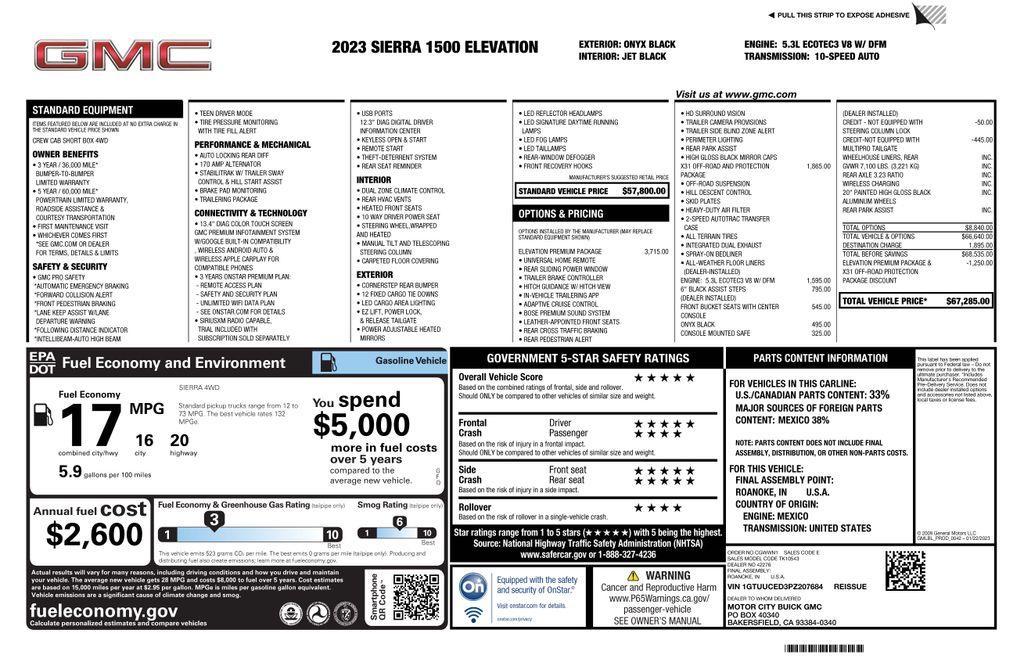 used 2023 GMC Sierra 1500 car, priced at $45,980