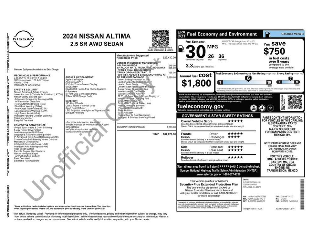 used 2024 Nissan Altima car, priced at $23,975