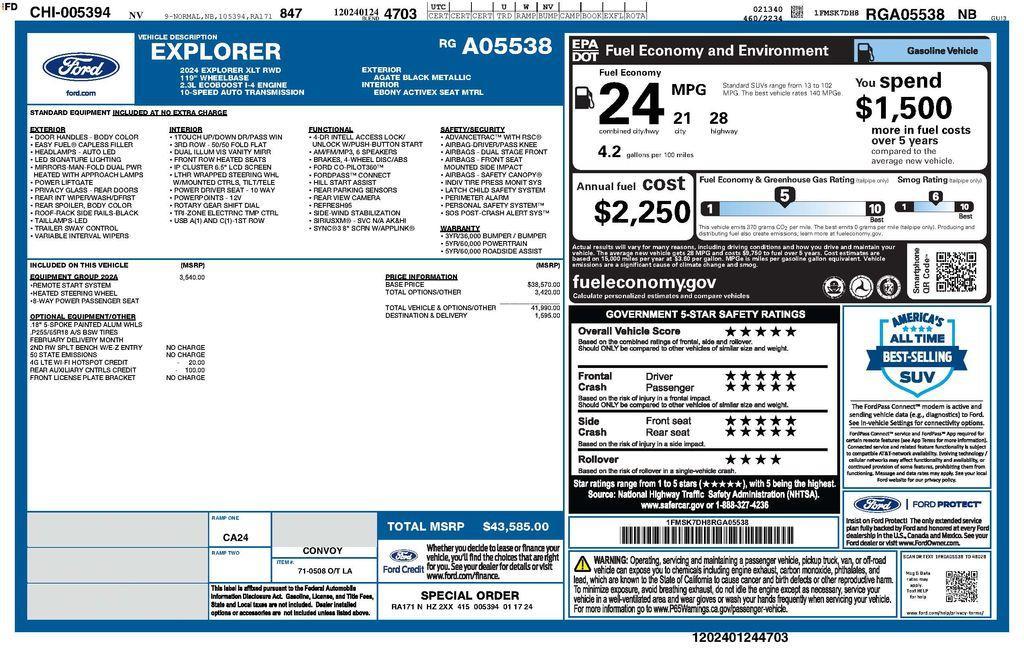 used 2024 Ford Explorer car, priced at $28,373