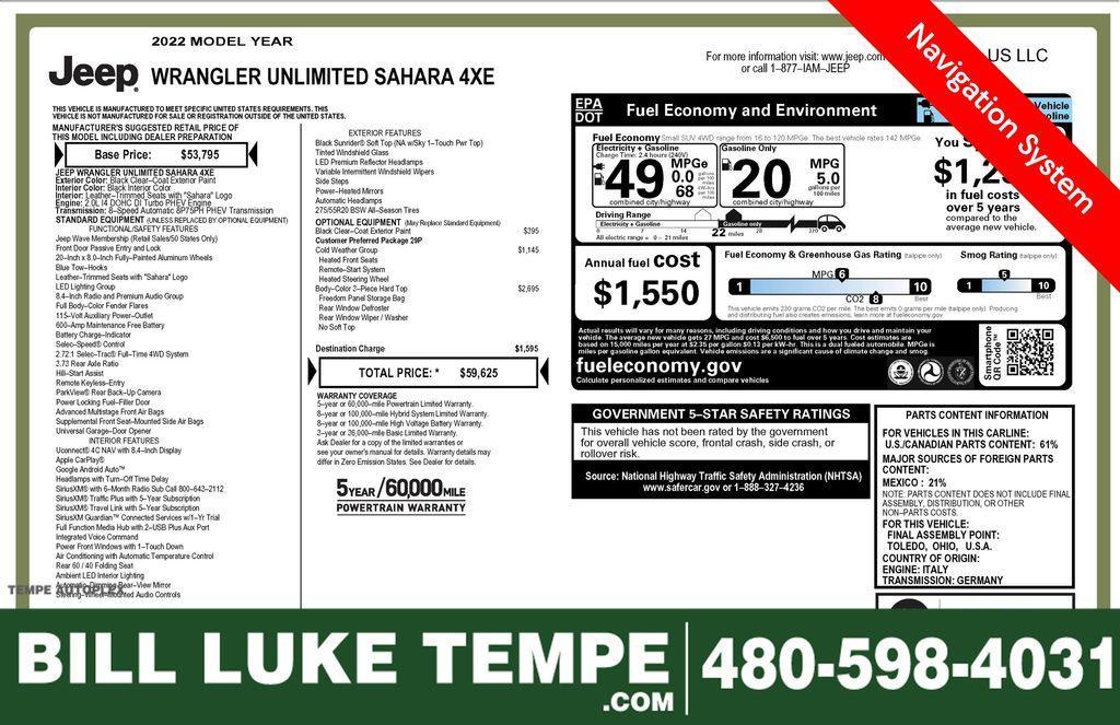 used 2022 Jeep Wrangler Unlimited 4xe car, priced at $34,573