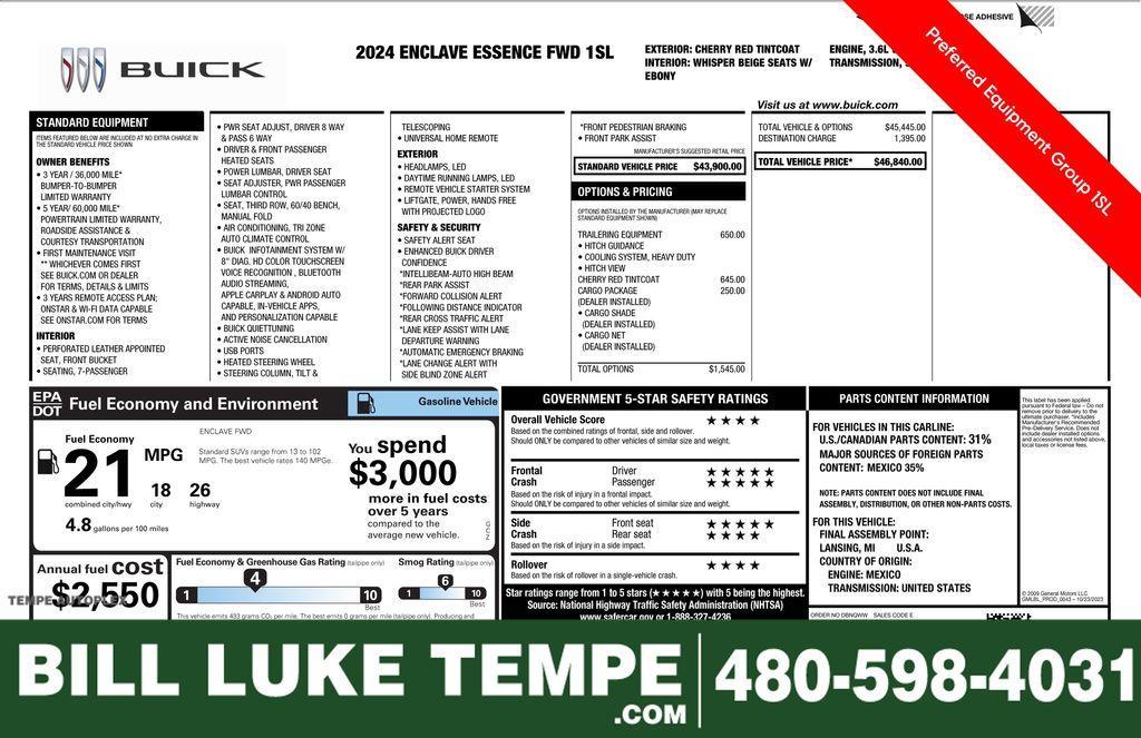 used 2024 Buick Enclave car, priced at $36,773