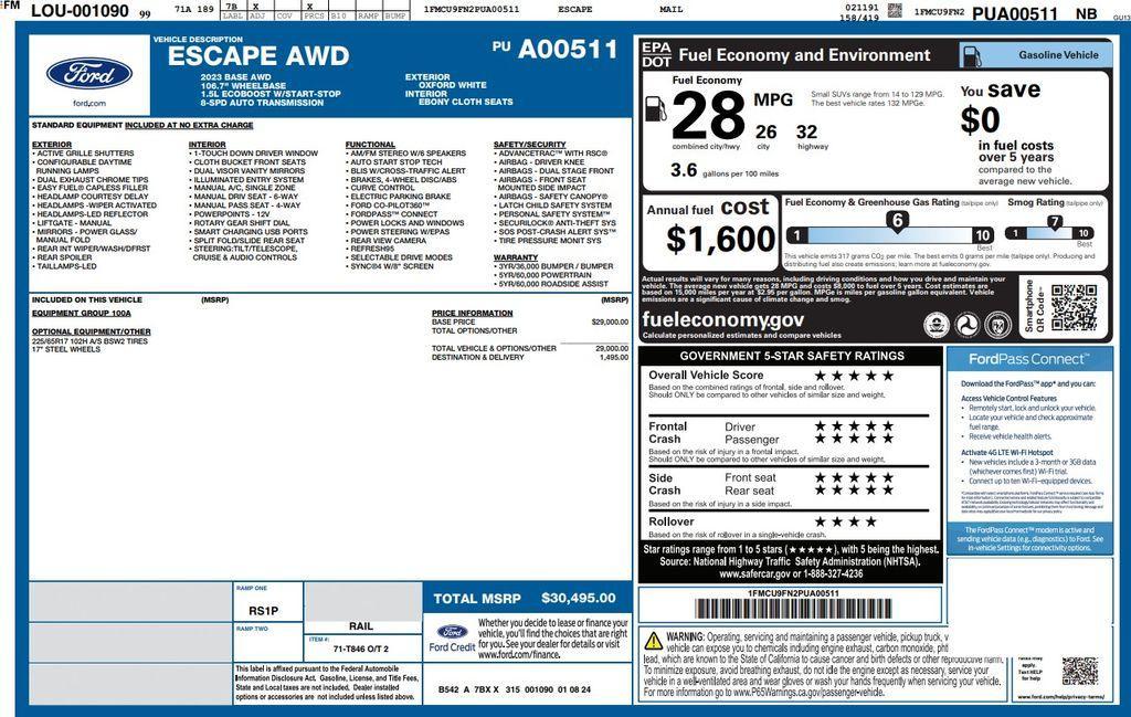 used 2023 Ford Escape car, priced at $18,073