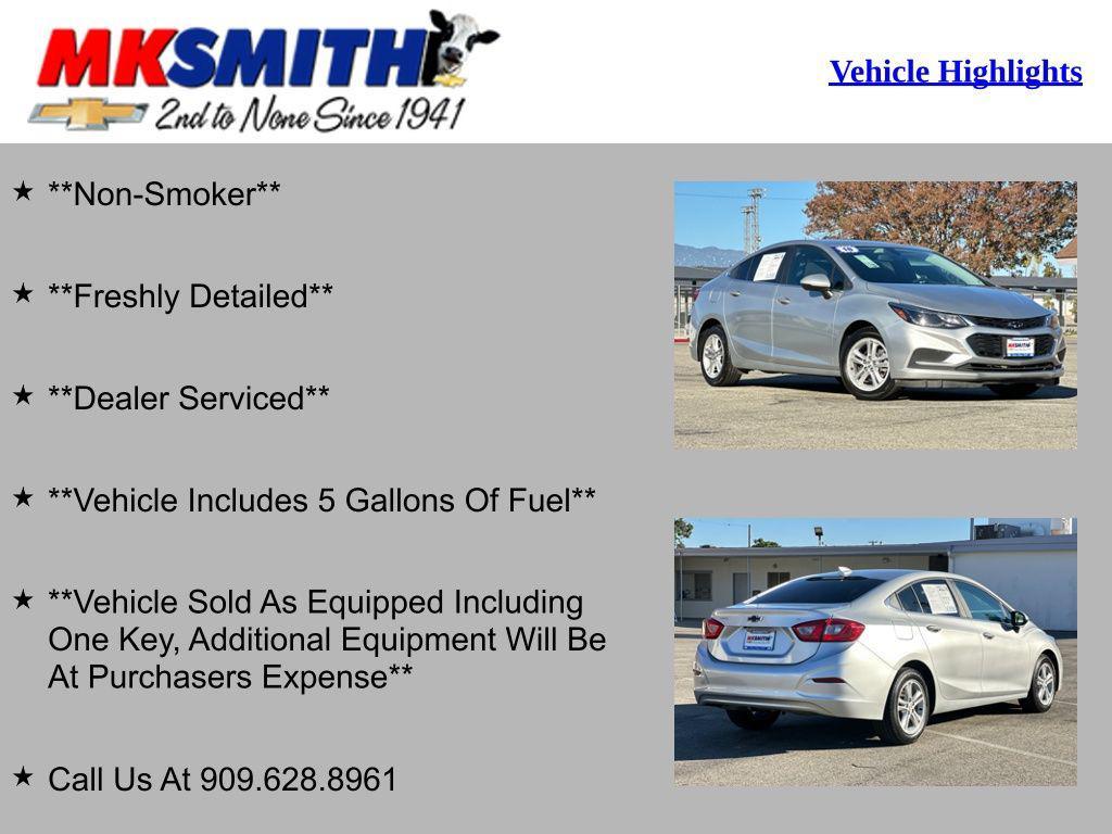 used 2018 Chevrolet Cruze car, priced at $13,500