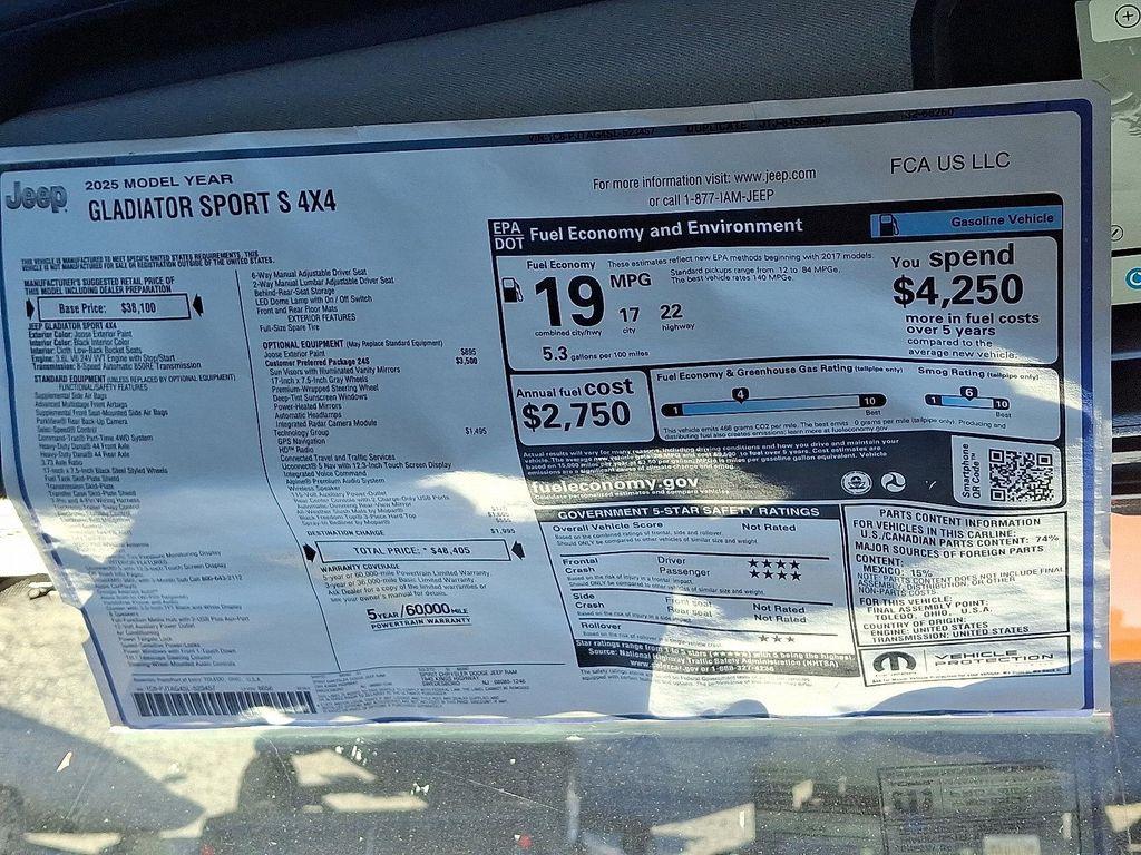 new 2025 Jeep Gladiator car, priced at $47,115