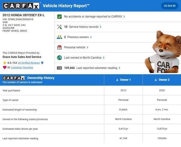 used 2012 Honda Odyssey car, priced at $11,700