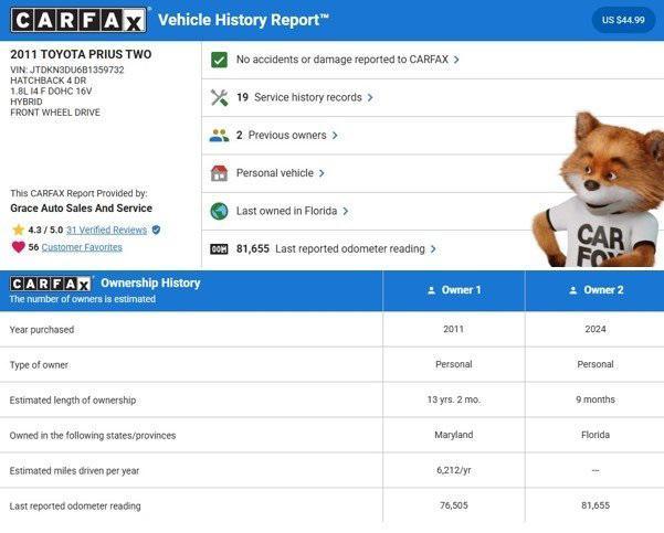 used 2011 Toyota Prius car, priced at $10,400