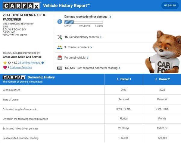 used 2014 Toyota Sienna car, priced at $12,750
