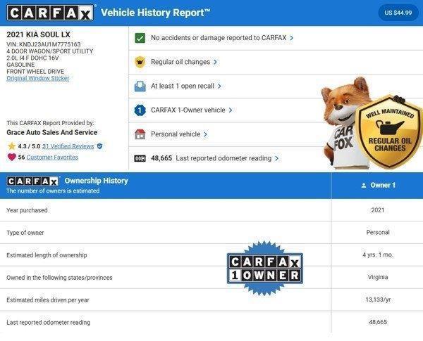 used 2021 Kia Soul car, priced at $15,000
