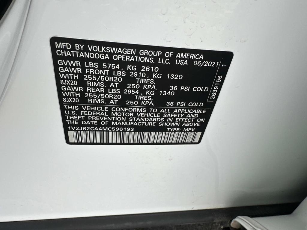 used 2021 Volkswagen Atlas car, priced at $25,750