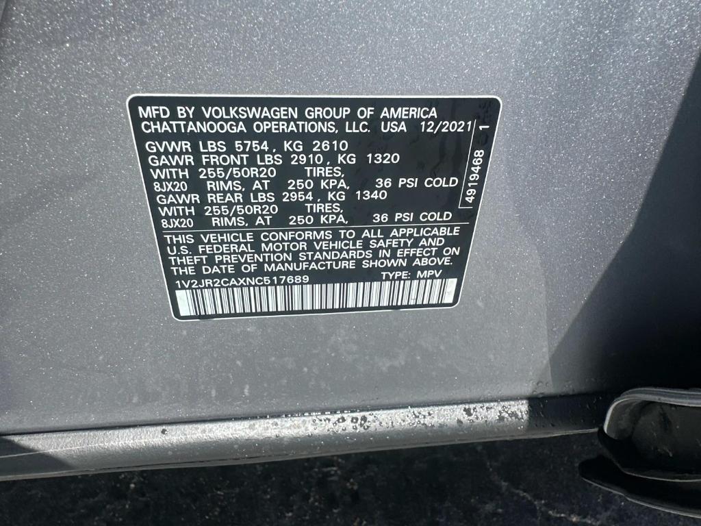 used 2022 Volkswagen Atlas car, priced at $24,380