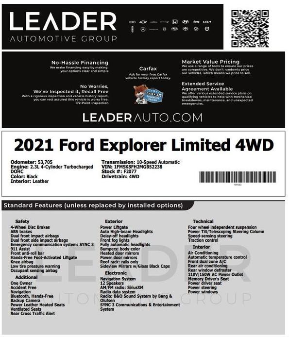 used 2021 Ford Explorer car, priced at $27,995