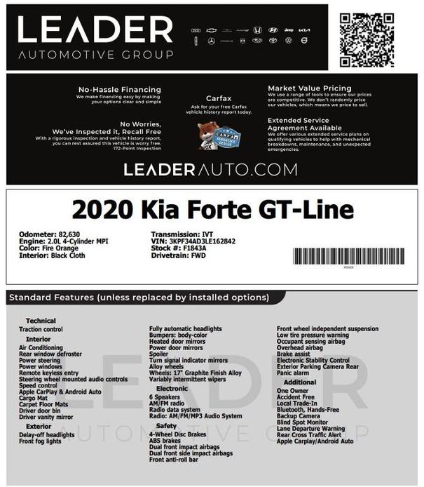 used 2020 Kia Forte car, priced at $14,994