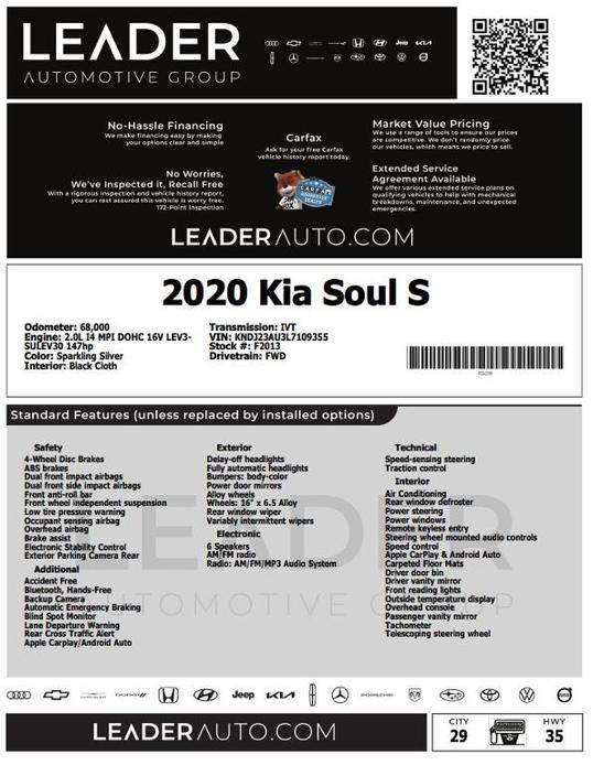 used 2020 Kia Soul car, priced at $13,494