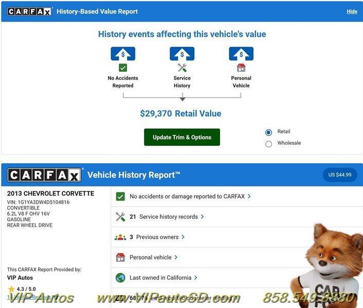 used 2013 Chevrolet Corvette car, priced at $27,499
