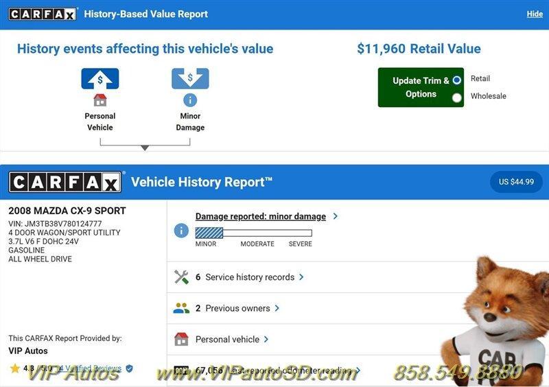 used 2008 Mazda CX-9 car, priced at $10,499