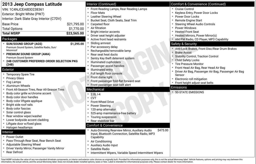 used 2013 Jeep Compass car, priced at $4,791