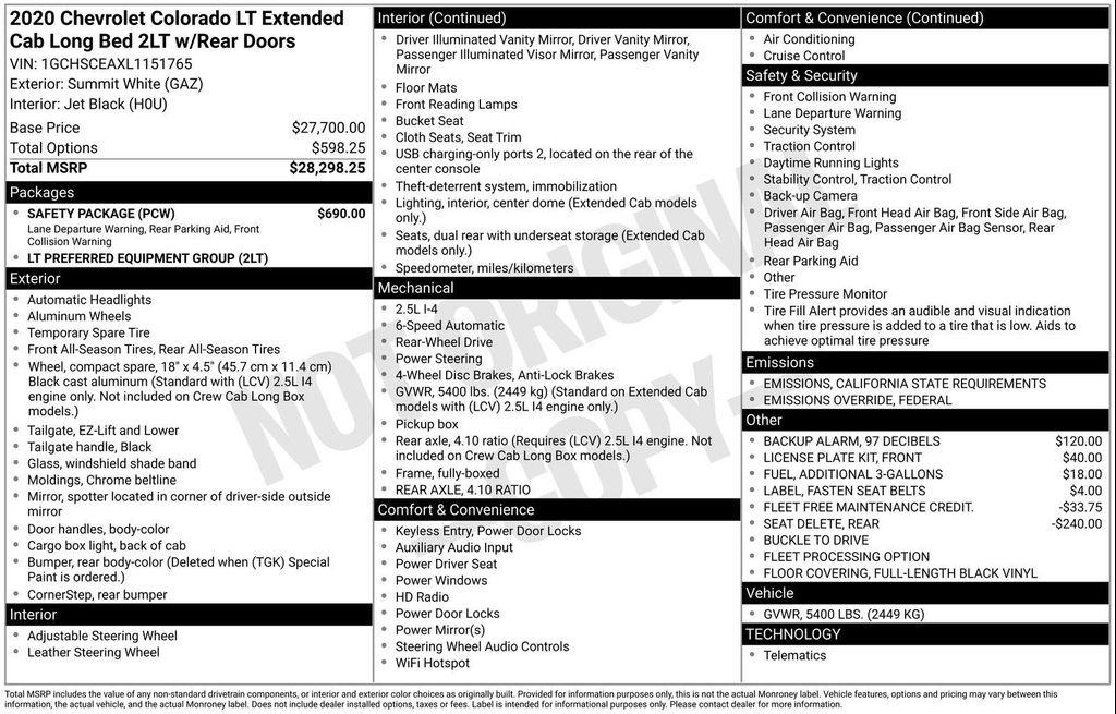 used 2020 Chevrolet Colorado car, priced at $11,691