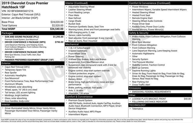 used 2019 Chevrolet Cruze car, priced at $14,990