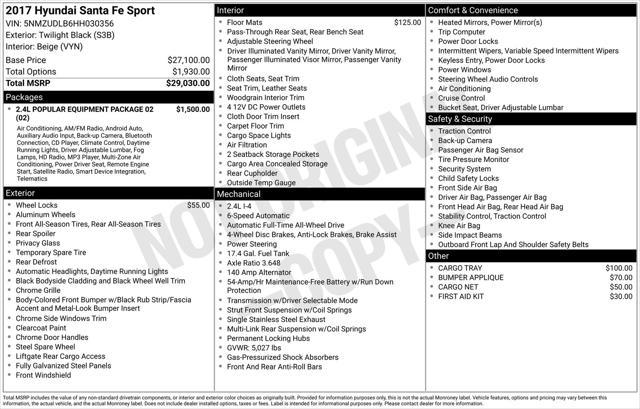 used 2017 Hyundai Santa Fe Sport car, priced at $11,991
