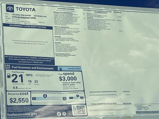 new 2024 Toyota Tacoma car, priced at $46,821